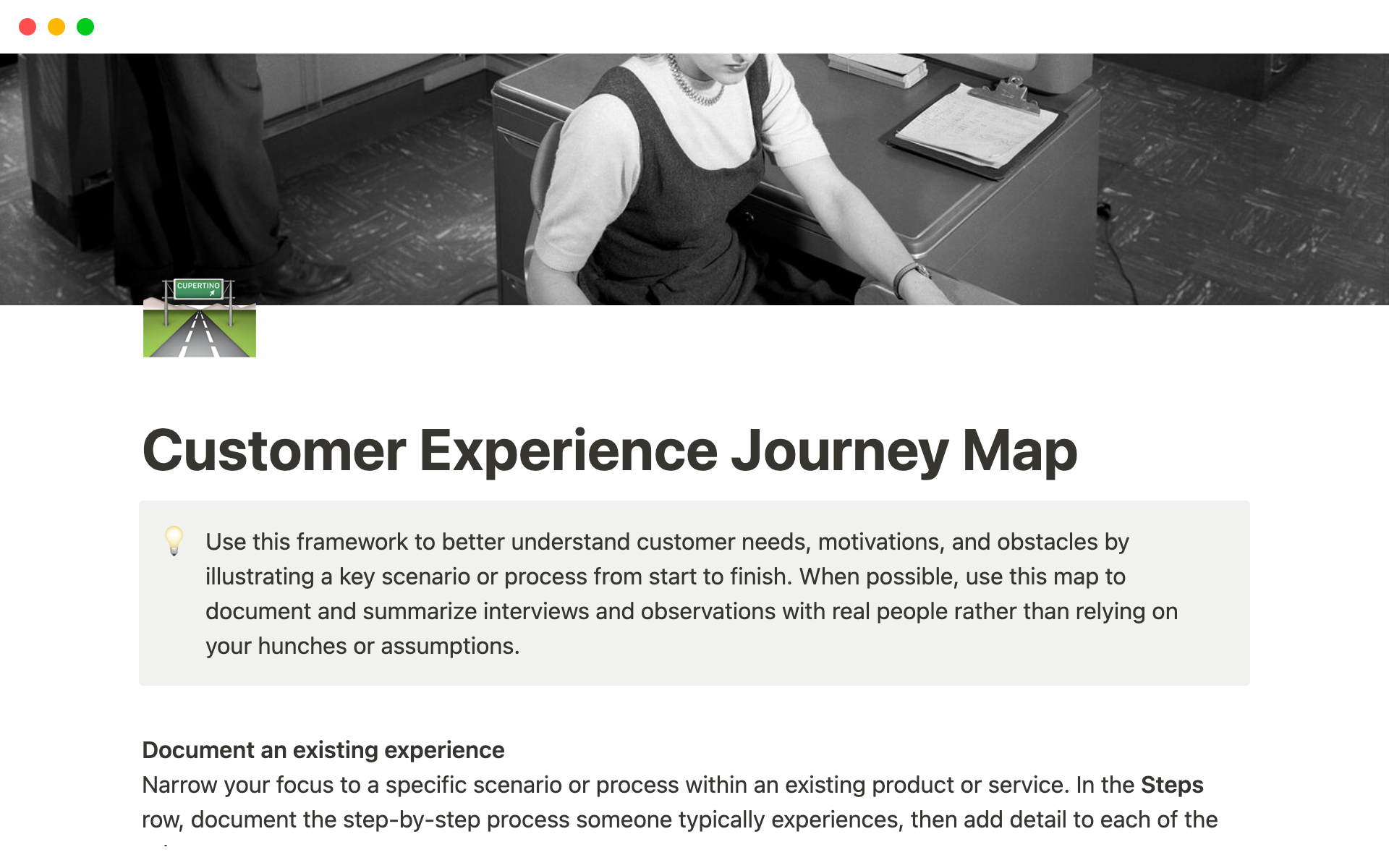 Aperçu du modèle de Customer Experience Journey Map