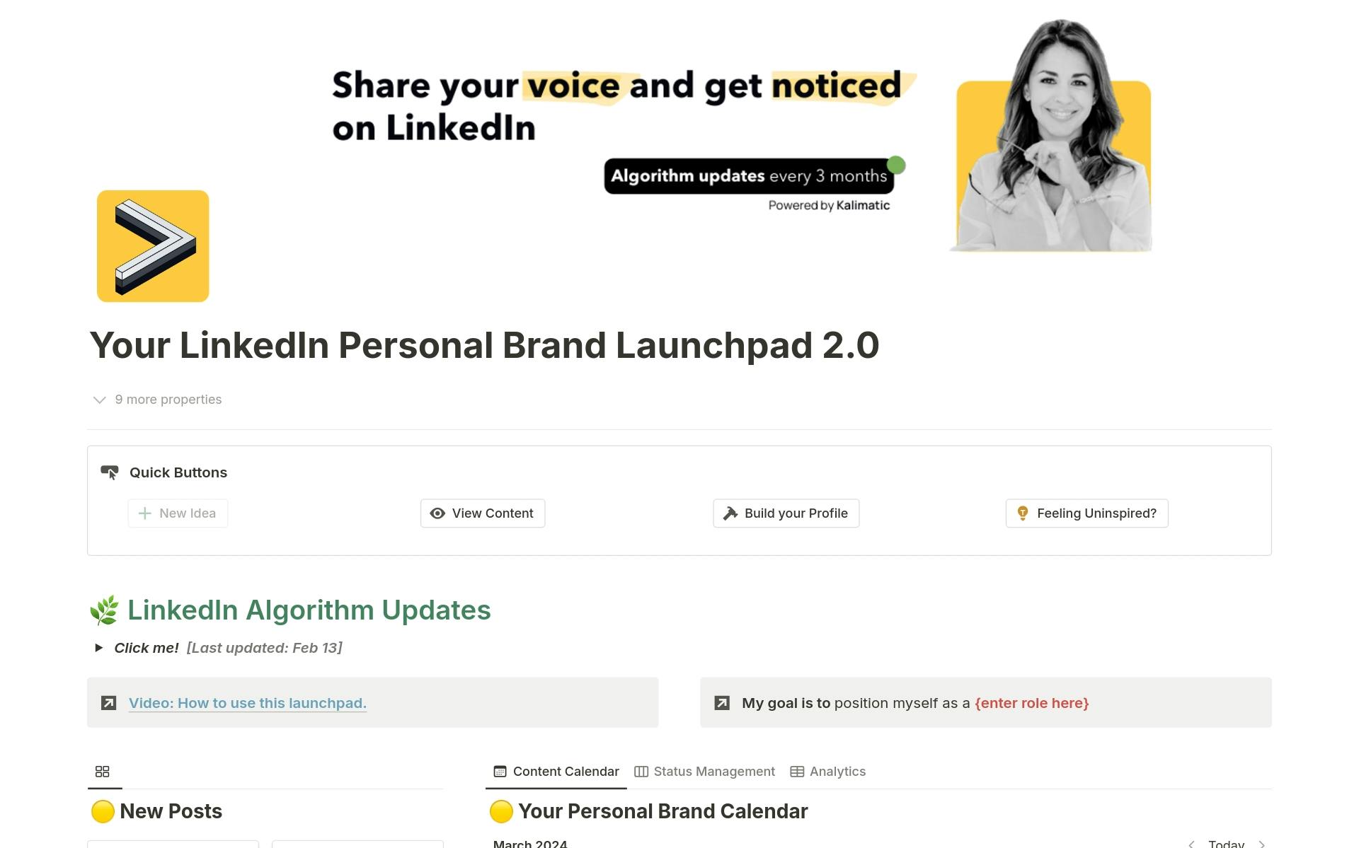 Vista previa de plantilla para LinkedIn Personal Brand Launchpad 2.0–Live Product