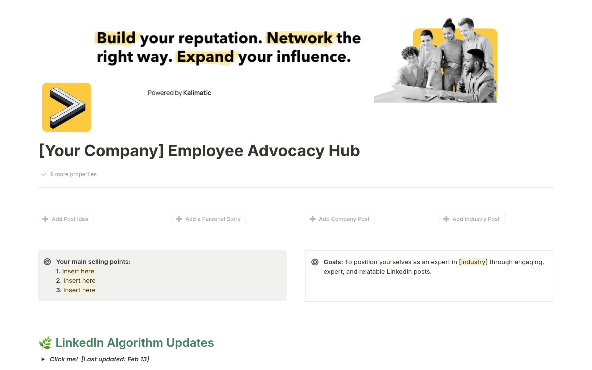 Vista previa de plantilla para LinkedIn Employee Advocacy Hub