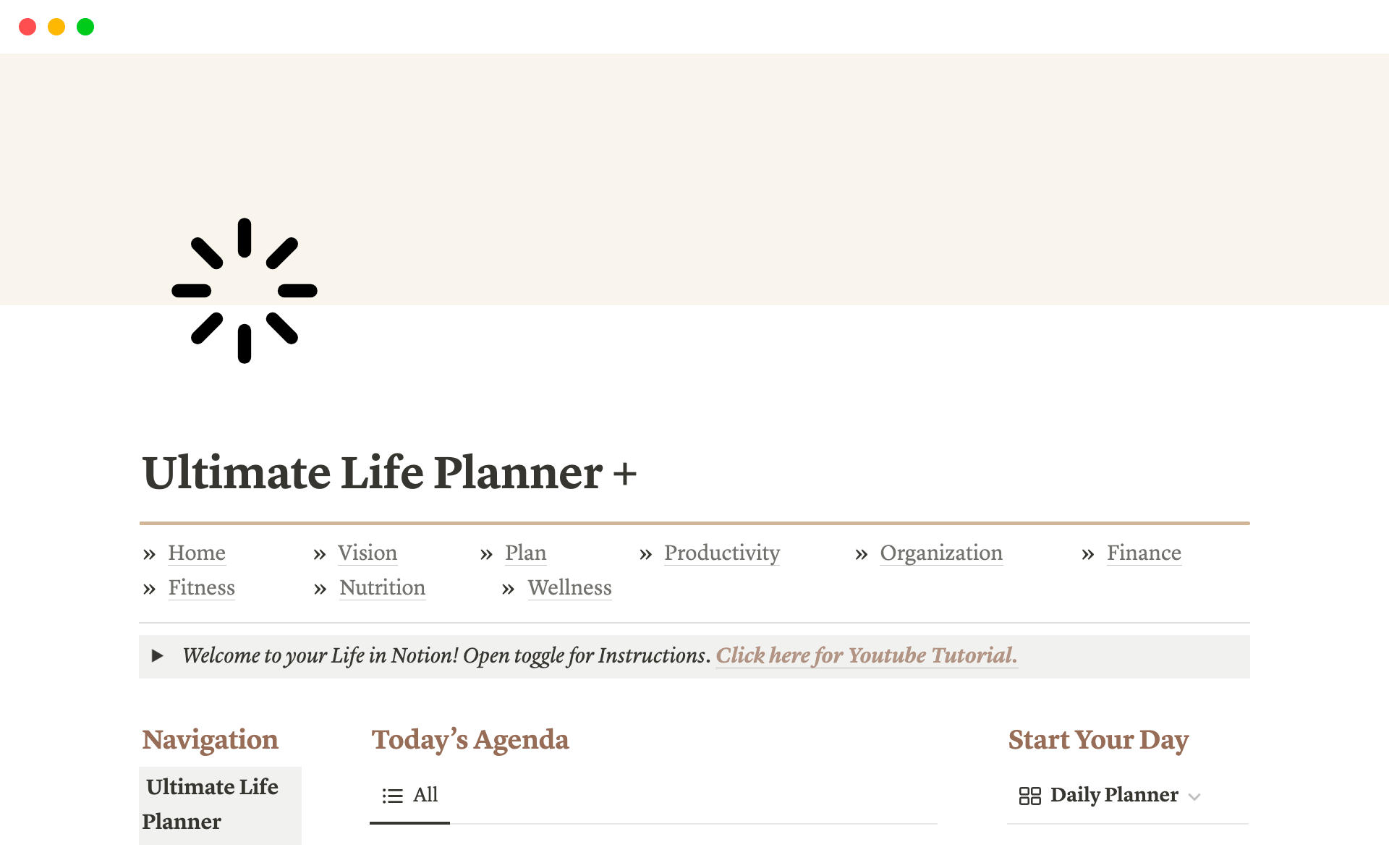 Vista previa de plantilla para Ultimate Life Planner