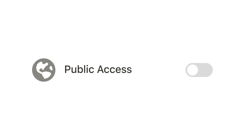 Une animation montrant un bouton qui fait passer un accès de Public à Privé